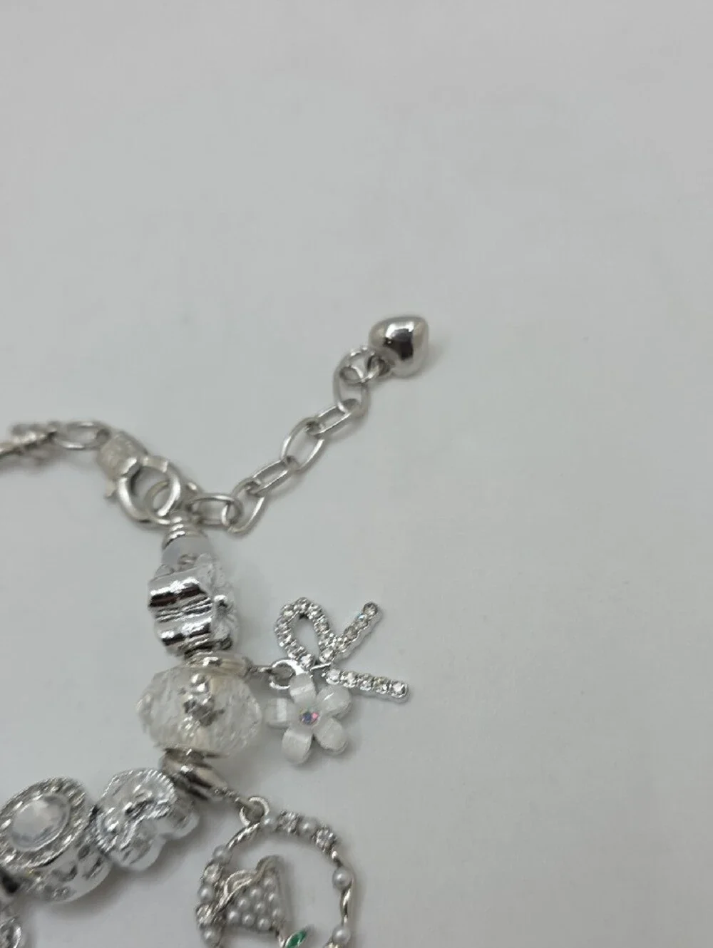 Silver Elephant Charm Bracelet with Crystal Accents